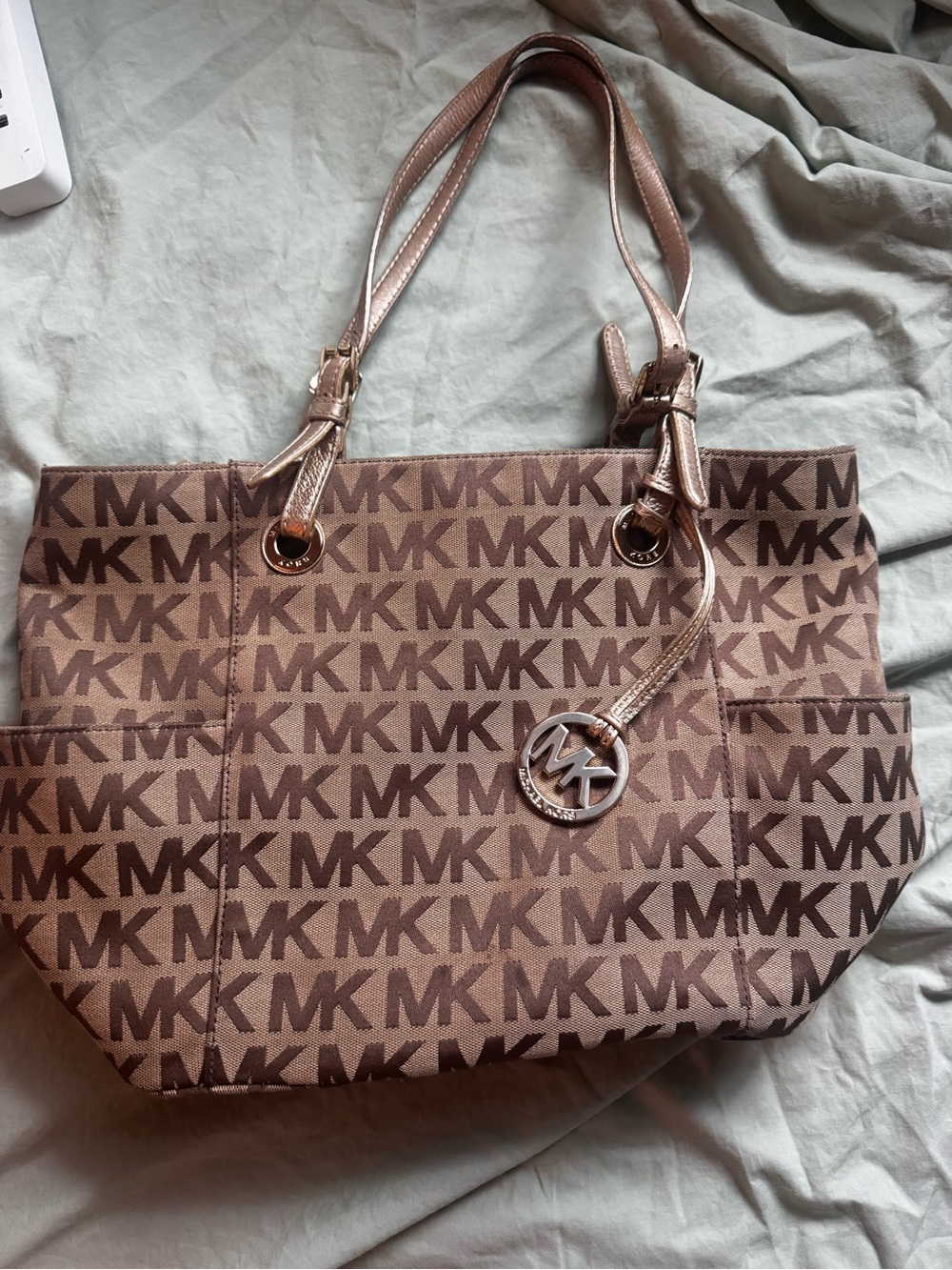 Michael Kors Taupe/Brown MK Logo Tote